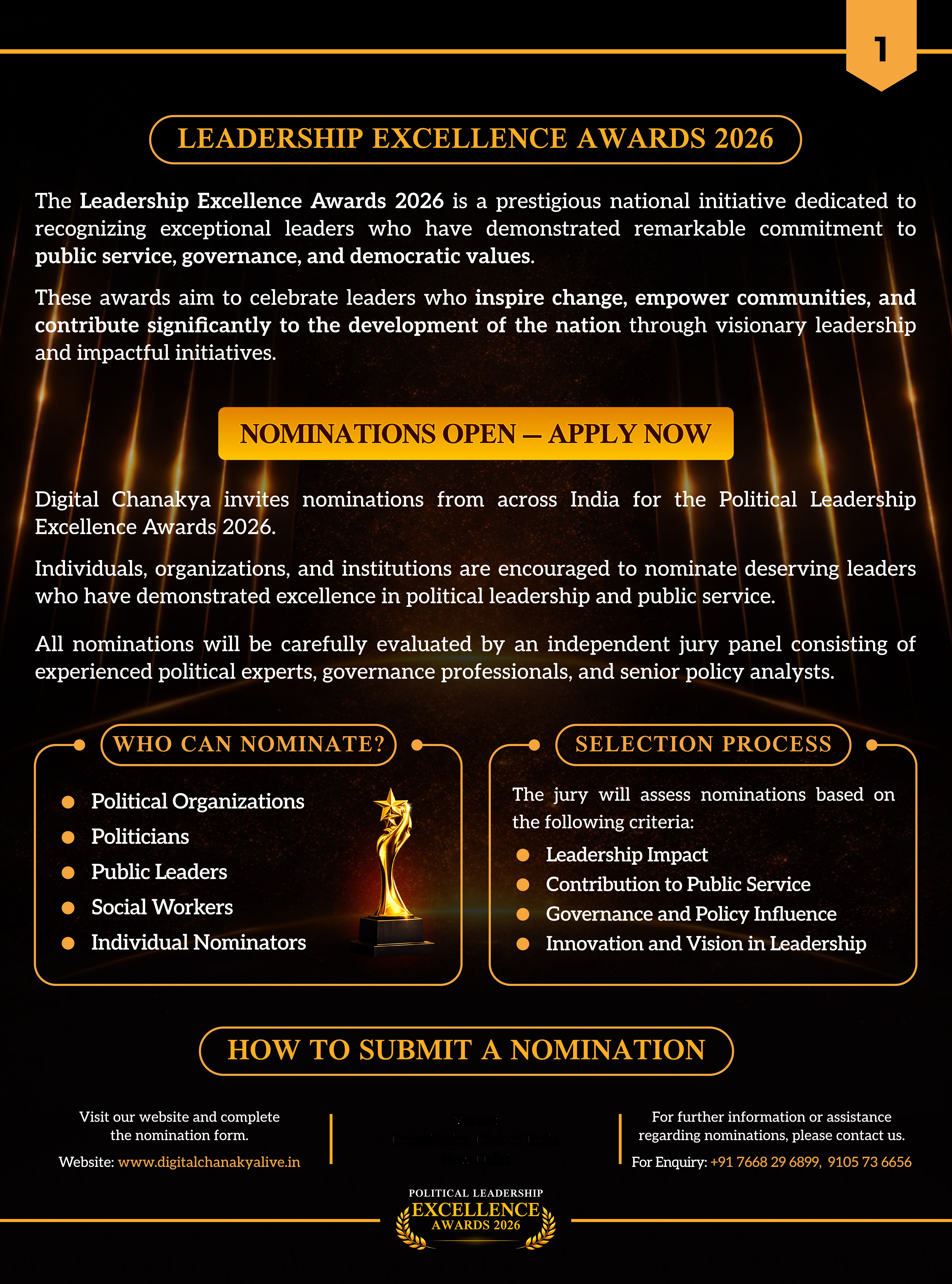 Political Leadership Excellence Awards 2026